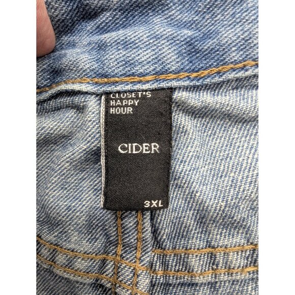 Cider Jeans Womens 3XL Blue Light Wash Wide Leg Cropped High Rise Denim Zip Fly - Picture 12 of 14